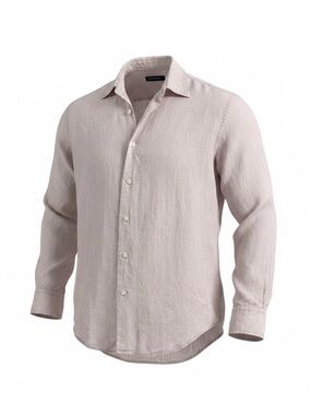 Nautica Men's Cream/beige  Long-Sleeve Button-Down Shirt